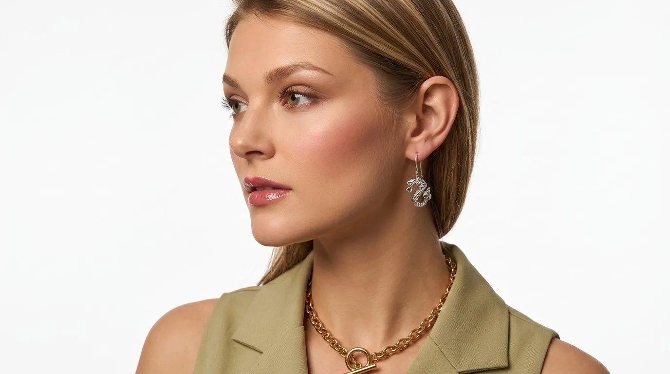 Pao, modelo creada con IA: detalle con el arete